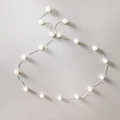 Elegant minimalist pearl waist chain belt with white beads on a slim silver metal link chain - Silver