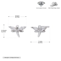Nahaufnahme der Libellen-Ohrstecker aus 925er Silber mit präzisen Maßangaben - 925er Silber / 925 Silber Weißgold beschichtet