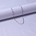 Slim stainless steel necklace featuring silver chain with delicate black oval beads - Steel + Black / 40+5cm