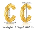 Detailed view of gold chain ear cuff with precise dimensions and weight measurement - Chain Texture (KE0928)