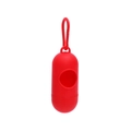 Red capsule pet waste bag dispenser with portable hook for dog leash attachment - Pill Dispenser Red