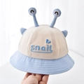 Cute snail themed baby bucket hat in beige and blue patchwork with 3D antenna decor - 8 Months-3 Years (46-50cm) / 01 Blue (Snail Style)