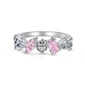 S925 sterling silver ring with multi-color heart and marquise shaped zircons - Silver Pink Zirconia (DY120902)