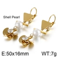 Pendientes espirales dorados de acero de titanio con perla de concha y pedrería - Dorado