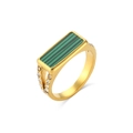 Goldener Edelstahlring im Vintage-Stil mit Malachit-Inlay und seitlichen Diamanten - US 8 / Gold Grün Malachit Stil