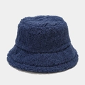 Detailed texture of thick navy blue lamb wool fabric on a warm winter bucket hat - M (56-58cm) / Navy Blue