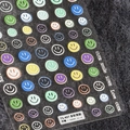 3D embossed colorful smiley face nail sticker TS-497 with cute heart patterns - Multi-colored Happy Face - Embossed (TS-497)