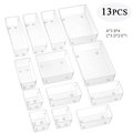 13pcs clear drawer organizer set with anti-slip dots for makeup and office supplies - 13-Piece Set