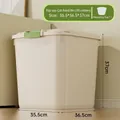 Creamy white 15kg flip-top pet food bin with green accents and matching scoop - 15kg / No Wheels