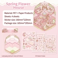 3D miniature zoo cat stickers spring flower room set with PET and paper scenery - Spring Flower House