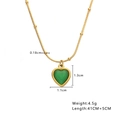 Elegant 18k gold plated stainless steel heart necklace with green opal stone pendant - Gold + Green