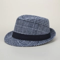 Cappello da gentiluomo britannico in lana a quadri con nastro nero e tesa arricciata - M（56-58cm） / Bianco e nero