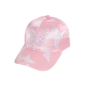 Rosafarbene Satin-Baseballkappe mit Pailletten-Schmetterling und Schmetterlingsdruck - Schmetterling Rosa