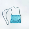Mini sparkling blue rhinestone evening bag with elegant silver chain shoulder strap - Style 2 Lake Blue Small