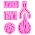 5-piece pink silicone hardware tool molds for fondant cake and clay decoration - Pink 5-Piece Set / Pink