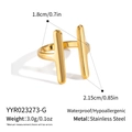 Detailed size specifications for the gold dual-rail stainless steel open ring - Gold Double Bar (YYR023273-G) / Gold