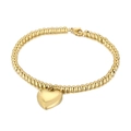 Bracciale a sfere dorate minimalista con ciondolo a cuore e chiusura a moschettone - Bracciale Oro (KB95147-Z)