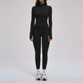 Ensemble de yoga 3 pièces noir pour femme avec veste zippée ajustée et legging haut - S / Veste + Leggings - Noir