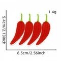 Red chili pepper embroidery patch set with size measurements for clothing decoration - Style 7 (Chili Patch)