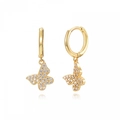 Eleganti orecchini a cerchio a farfalla dorati con brillanti zirconi cubici bianchi - Zirconia Bianca (Oro)