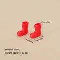 Miniature red plastic boots for Christmas DIY decor, 1.9cm height, lightweight model - No.84 - 1.9cm Red Mini Ankle Boots