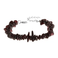 Deep red garnet stone chip bracelet with adjustable silver lobster clasp and tail chain - Garnet
