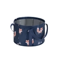 Portable blue folding basin with cartoon fox pattern and silver waterproof lining - Medium / Navy Fox