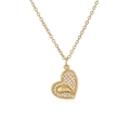 Elegant gold-plated heart pendant necklace with shimmering zircon stones on white background - Gold Full Pave Heart