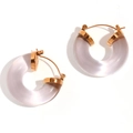 Minimalist light purple acrylic C-shape hoop earrings with gold-plated stainless steel clasp - Transparent (Acrylic Hoop C-Shape-Gold Transparent)