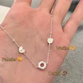 Silver chain necklace with waffle donut and butterfly pastry food pendants - Waffle & Donut Charms (XL3209)