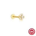925 sterling silver gold hexagon stud earring with baguette and round cubic zirconia - Gold #9 (Hexagon Geometric)