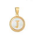 18K gold plated stainless steel necklace featuring letter J white shell pendant - Letter J