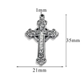Silver vintage Celtic cross pendant with engraved patterns, size 35mm by 21mm dimensions - Style Z2305S29/Engraved Floral