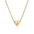 Collier en acier inoxydable plaqué or 18 carats avec pendentif cœur gravé lettre B - Cœur Doré Lettre B (Avec Chaîne)