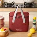 Dark red insulated lunch bag with gray handles and waterproof oxford cloth fabric - Burgundy