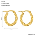 Pendientes ovalados de acero inoxidable bañados en oro de 18k con textura martillada - Oro de 18K / Dorado