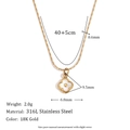 18K goud vergulde roestvrijstalen ketting met klaverhanger van parelmoer en maatgegevens - Mini Schelp Bloem Hanger Ketting - Goud