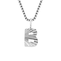 Silver stainless steel box chain necklace with textured letter B initial pendant - B-Steel Color