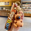 Porte-clés Capybara marron avec sangle en silicone et fermoir doré pour sacs - Nez qui Coule