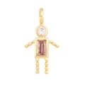 Vue détaillée du pendentif garçon en laiton plaqué or 18K avec zircons roses et champagne - Garçon - Avr (Blanc)