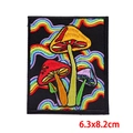 Embroidered mushroom and rainbow patch for clothes, size 6.3x8.2cm on black base - Colorful Mushroom Rainbow