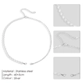 Detail view of silver stainless steel chain and freshwater pearls with lobster clasp - Steel