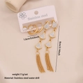 Drei Paar Edelstahl-Ohrring-Set mit Strasssteinen und langen Quasten für Damen - Fächerförmiger Strass-Stil (3# Wassertropfen)