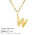Elegant 14K gold plated stainless steel necklace with textured initial W pendant. - Letter W / 10mm Pendant / Gold