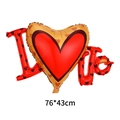 I Heart U shaped Valentine balloon with red and gold heart patterns, size 76x43cm - I LOVE U Heart
