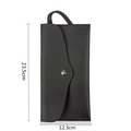 Portable black faux suede makeup brush pouch with envelope flap and dimensions - Black