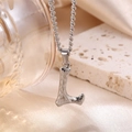 Silver textured letter L pendant necklace with lava pattern on minimalist rope chain - Steel Letter L (Pendant Only)