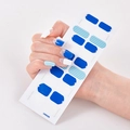 Eco-friendly self-adhesive shell pattern nail art stickers UNE026 on white background - Blue White Light Blue Stripe Style (UNE-26)