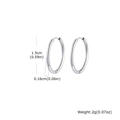 Polished 18k gold plated stainless steel 15mm hoop earrings in a minimalist style - 1.6*15mm / Silver