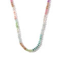 Minimalist summer beach necklace with gradient multicolor gemstone beads and gold accents - Gradient Multicolor Beaded Style (B-N24041502A)
